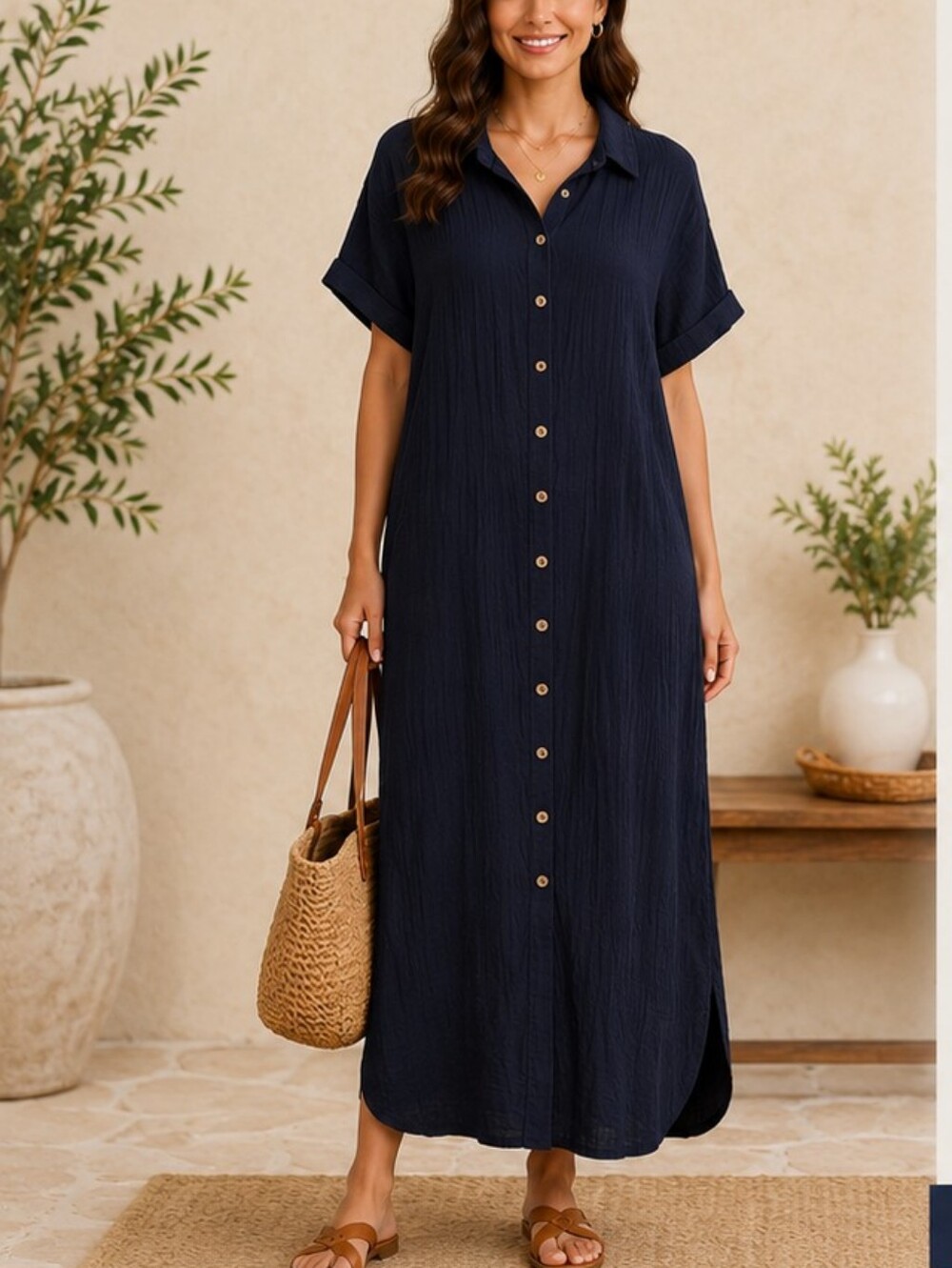 Dokotoo Women's Oversized Button-Front Maxi Shirt Dress – XL NWT